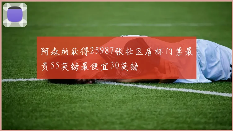 阿森纳获得25987张社区盾杯门票最贵55英镑最便宜30英镑